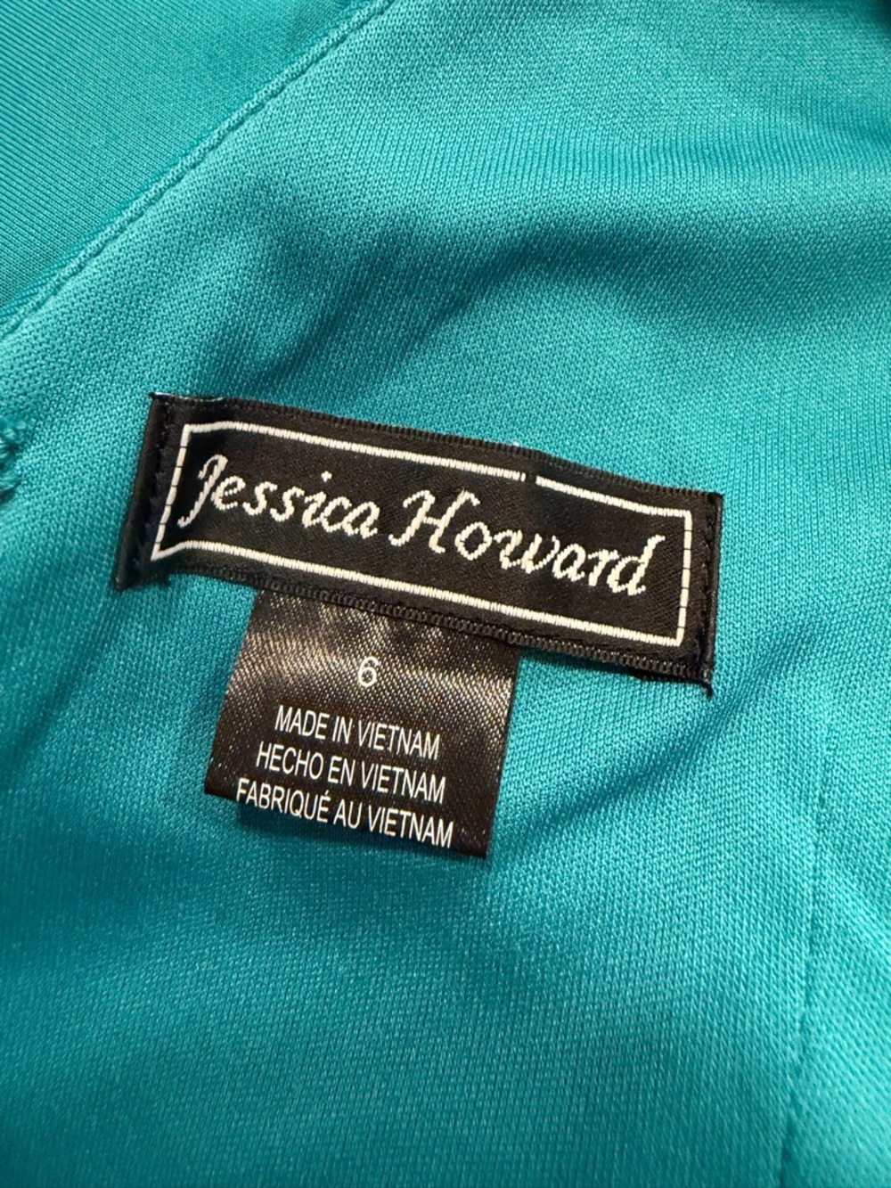 Jessica Howard Teal Sleeveless Maxi Gown with Side Ruffle Flower - Picture 10 of 10